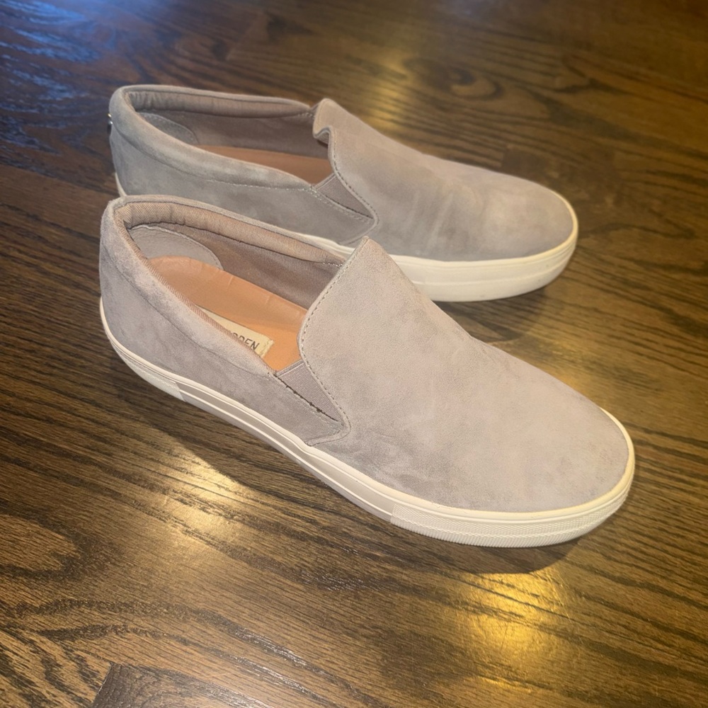 Steve Madden Light Taupe Gray suede  Slip-On Sneakers